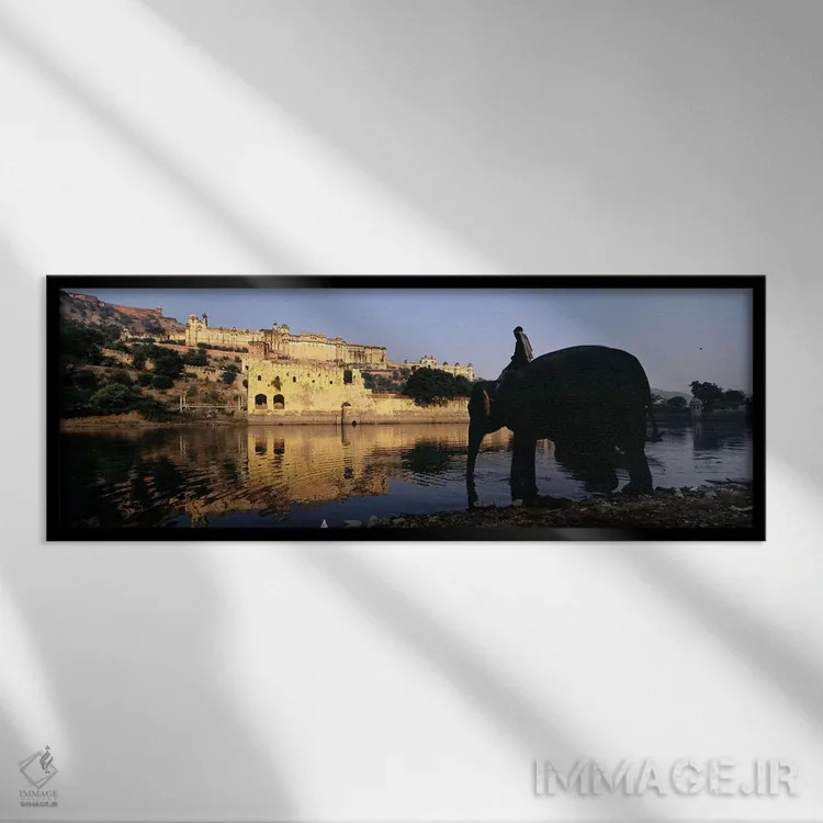 تابلو دکوراتیو Amber Fort, Jaipur, Rajasthan, India,نمای نیم رخ مردی ن… اثر پانورامیک ایمجز - نمای قابدار مشکی