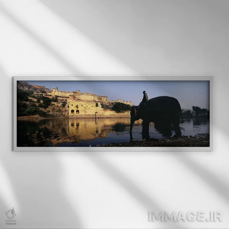تابلو دکوراتیو Amber Fort, Jaipur, Rajasthan, India,نمای نیم رخ مردی ن… اثر پانورامیک ایمجز - نمای قابدار سفید