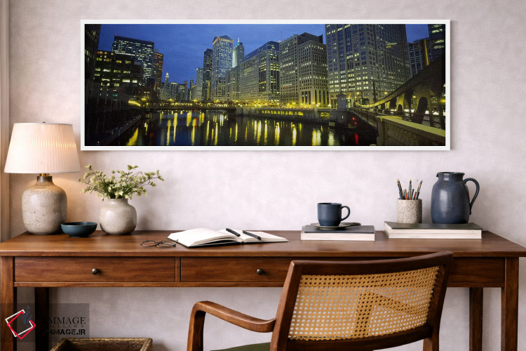 تابلو دکوراتیو Chicago River, Chicago, Illinois, USA,نمای زاویه پایین… اثر پانورامیک ایمجز - D1W