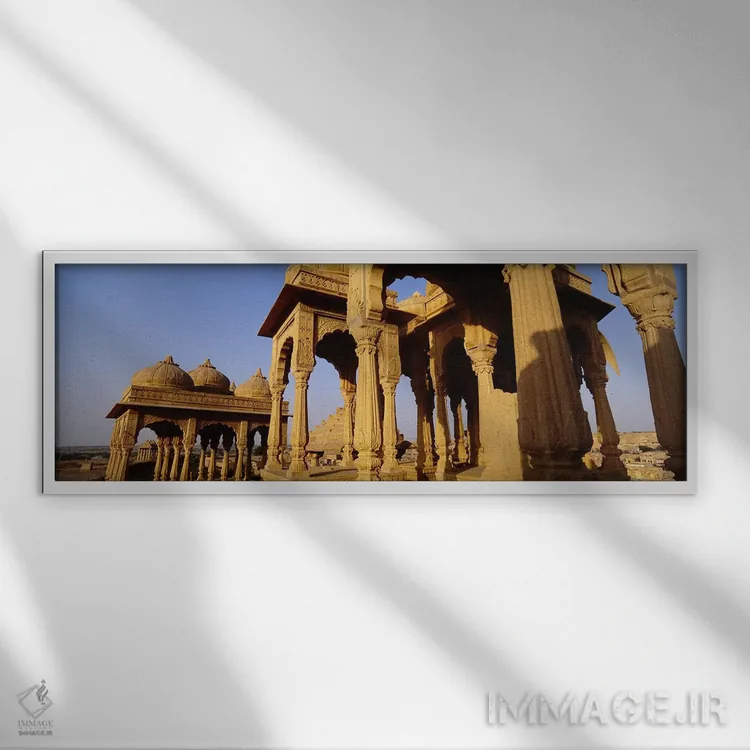 تابلو دکوراتیو Jaisalmer, Rajasthan, India,نمای زاویه پایین از بناهای… اثر پانورامیک ایمجز - نمای قابدار سفید