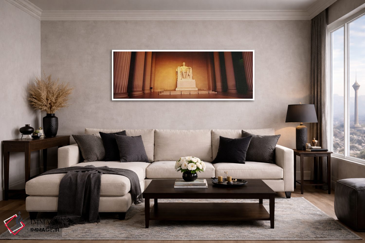 تابلو دکوراتیو Lincoln Memorial, Washington DC, USA,نمای زاویه پایین ا… اثر پانورامیک ایمجز - D3W