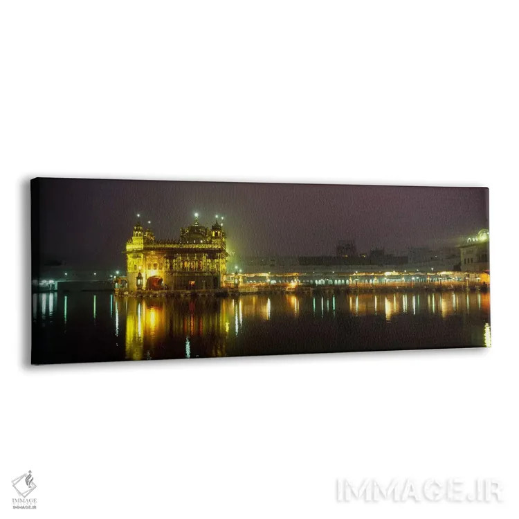 تابلو دکوراتیو Golden Temple, Amritsar, Punjab, India,معبد روشن در شب… اثر پانورامیک ایمجز - نمای پرسپکتیو محصول