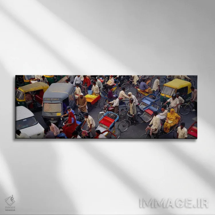 تابلو دکوراتیو Delhi, India,ترافیک سنگین در دهلی قدیم، دهلی، هند اثر پانورامیک ایمجز - نمای روبهرو روی دیوار