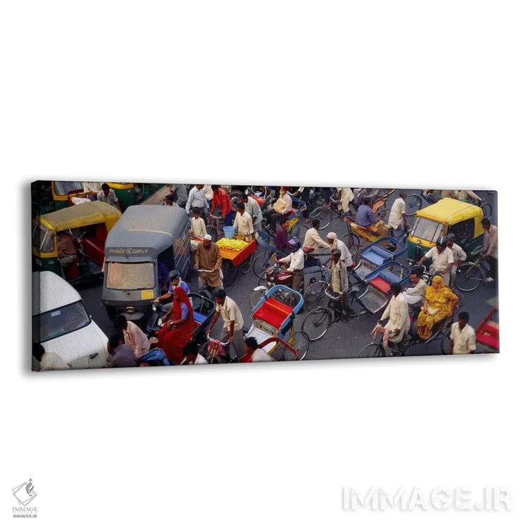 تابلو دکوراتیو Delhi, India,ترافیک سنگین در دهلی قدیم، دهلی، هند اثر پانورامیک ایمجز - نمای پرسپکتیو محصول