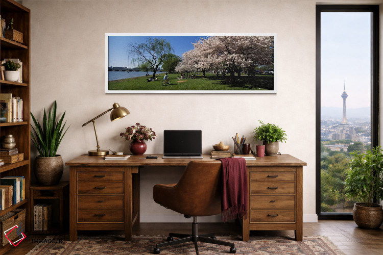 تابلو دکوراتیو Cherry Blossom, Washington DC, USA,گروهی از مردم در باغ… اثر پانورامیک ایمجز - D2W