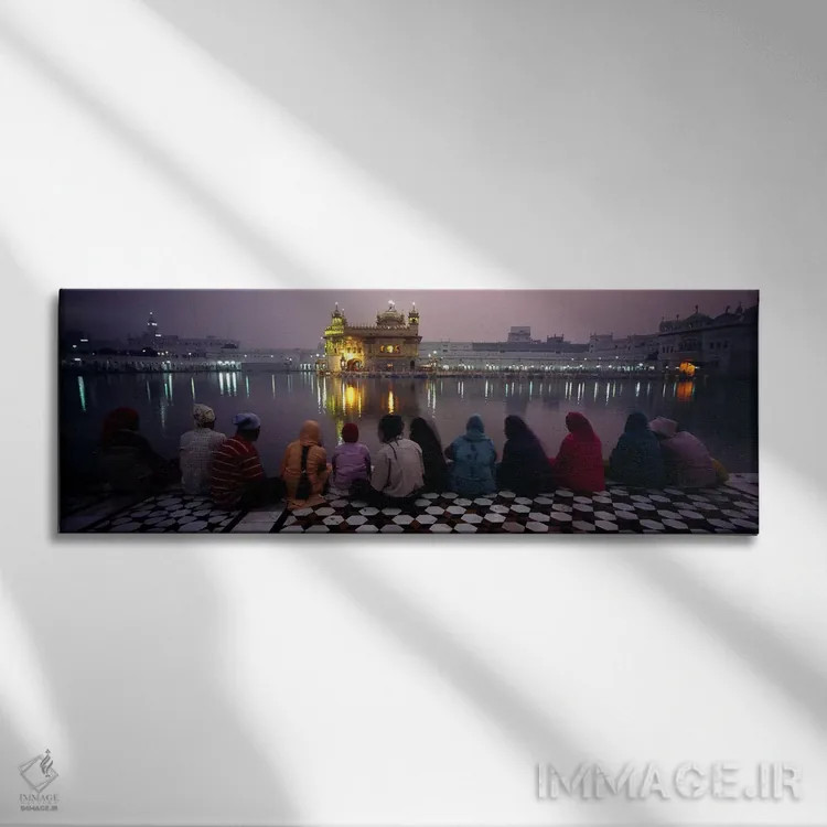 تابلو دکوراتیو Golden Temple, Amritsar, Punjab, India,گروهی از مردم در… اثر پانورامیک ایمجز - نمای روبهرو روی دیوار