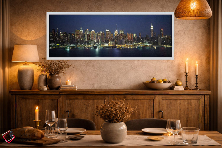 تابلو دکوراتیو Manhattan, New York City, New York, USA,خط افق شبانه، م… اثر پانورامیک ایمجز - D2W