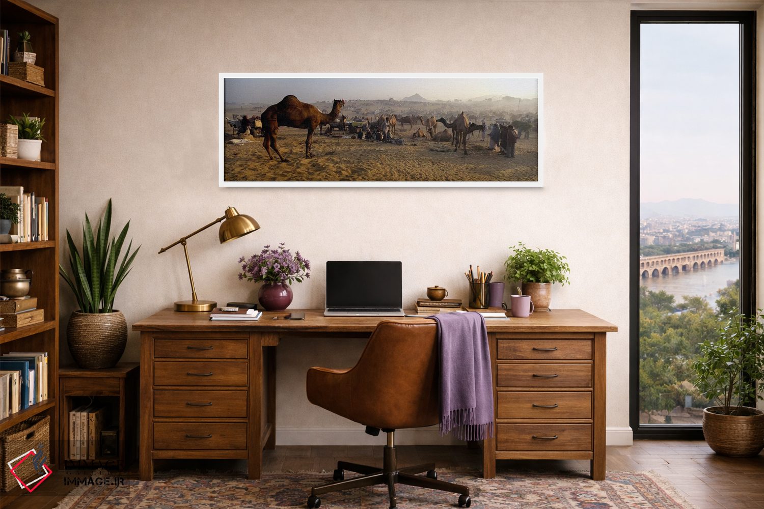 تابلو دکوراتیو Pushkar Camel Fair, Pushkar, Rajasthan, India,شترها در… اثر پانورامیک ایمجز - D1W