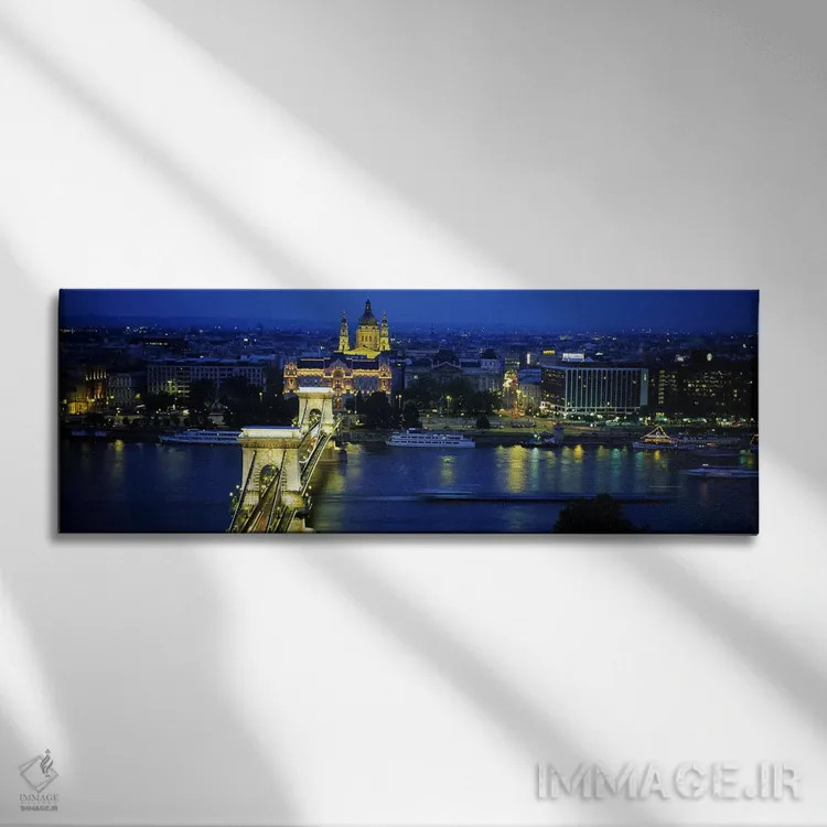 تابلو دکوراتیو Chain Bridge, Danube River, Budapest, Hungary,نمای بالا… اثر پانورامیک ایمجز - نمای روبهرو روی دیوار