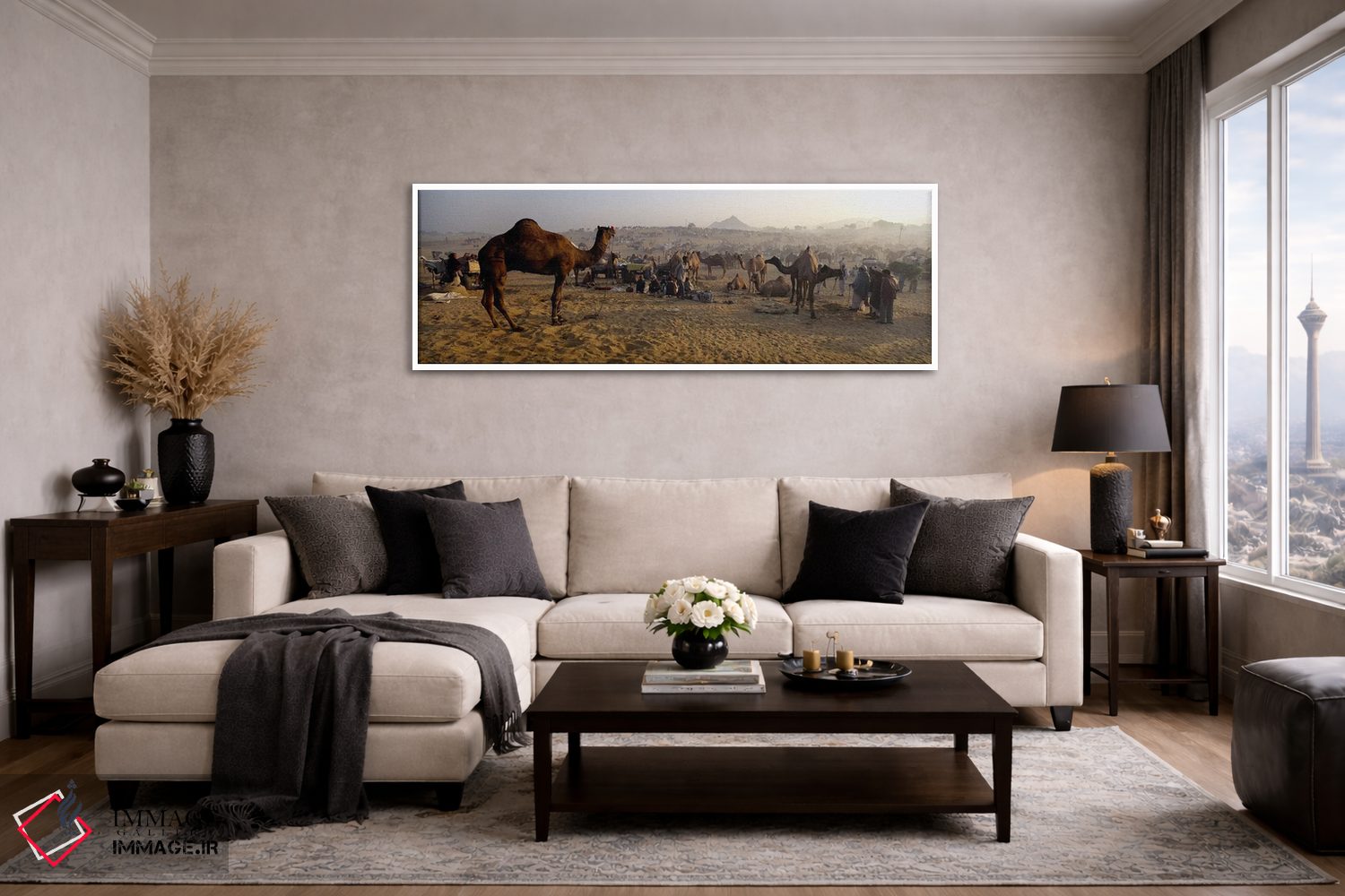 تابلو دکوراتیو Pushkar Camel Fair, Pushkar, Rajasthan, India,شترها در… اثر پانورامیک ایمجز - D3W