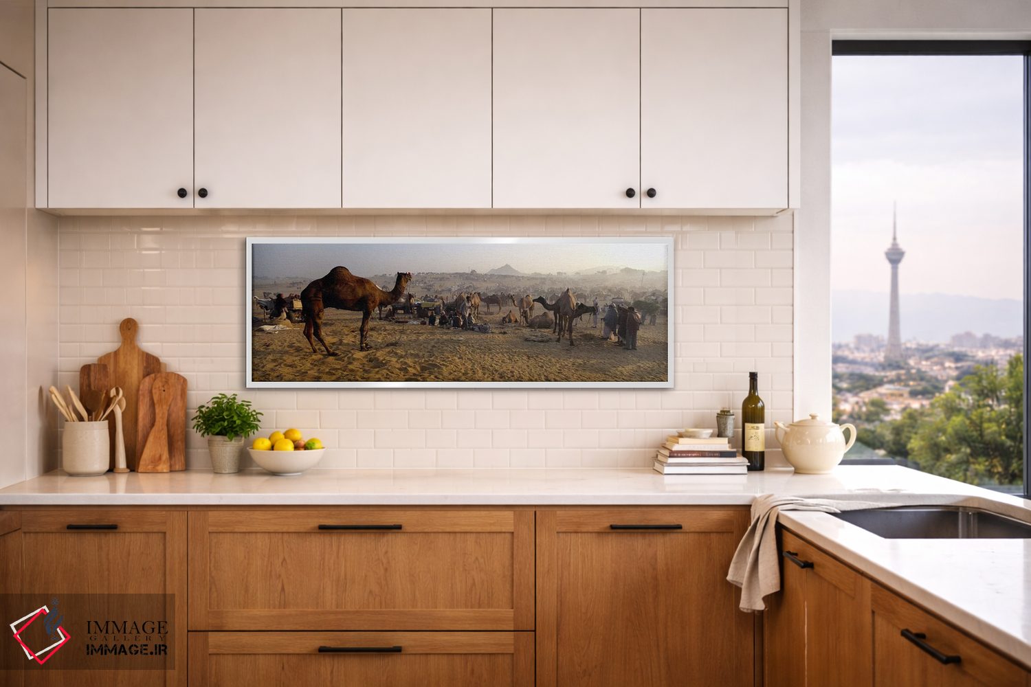 تابلو دکوراتیو Pushkar Camel Fair, Pushkar, Rajasthan, India,شترها در… اثر پانورامیک ایمجز - D2W