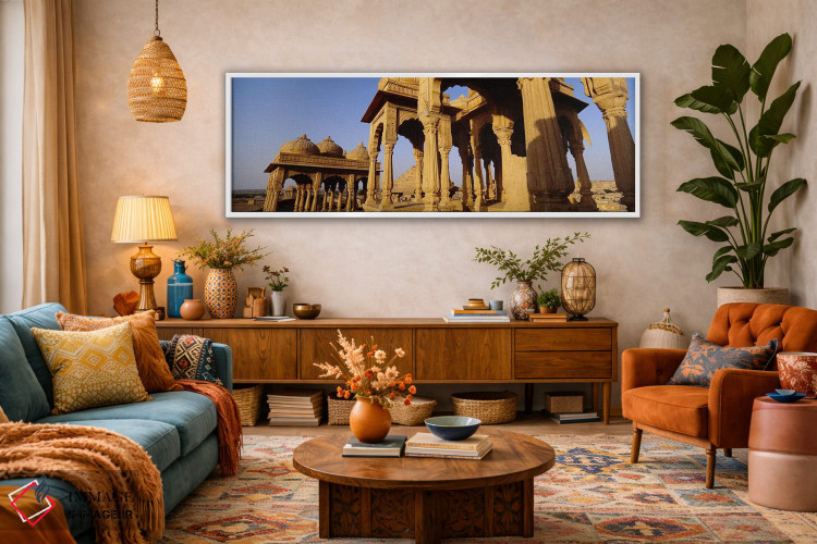 تابلو دکوراتیو Jaisalmer, Rajasthan, India,نمای زاویه پایین از بناهای… اثر پانورامیک ایمجز - D2W