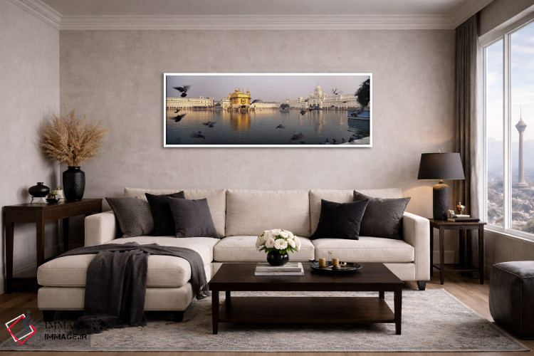 تابلو دکوراتیو Golden Temple, Amritsar, Punjab, India,انعکاس معبد در د… اثر پانورامیک ایمجز - D4W