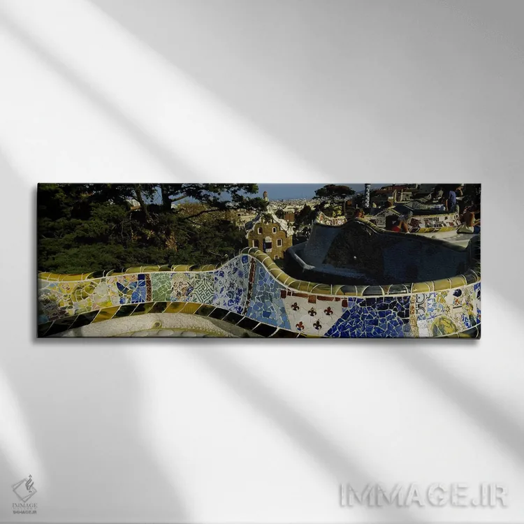 تابلو دکوراتیو Parc Guell, Barcelona, Catalonia, Spain,موزاییک آنتونی… اثر پانورامیک ایمجز - نمای روبهرو روی دیوار