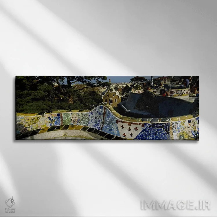 تابلو دکوراتیو Parc Guell, Barcelona, Catalonia, Spain,موزاییک آنتونی… اثر پانورامیک ایمجز - نمای روبهرو روی دیوار