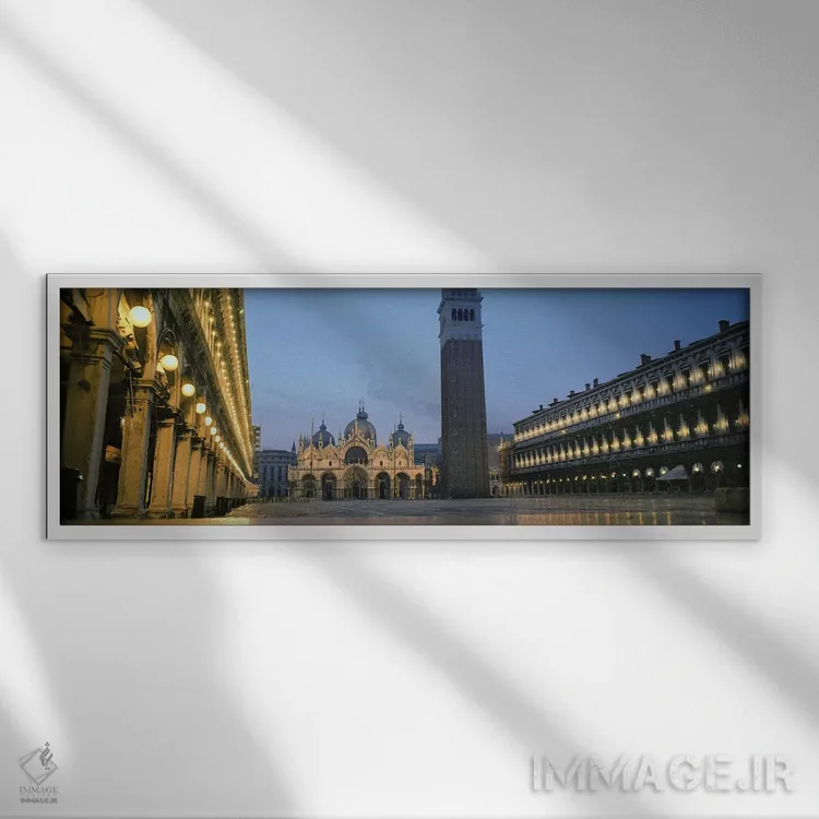 تابلو دکوراتیو St. Mark's Cathedral, St. Mark's Square, Venice, Veneto… اثر پانورامیک ایمجز - نمای قابدار سفید