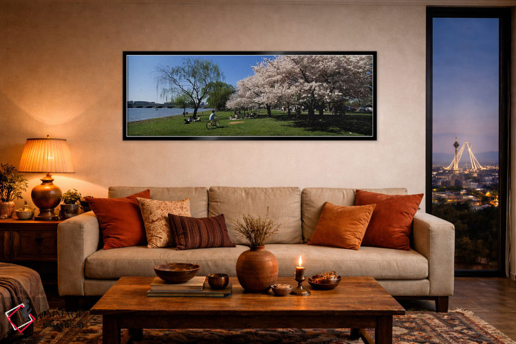 تابلو دکوراتیو Cherry Blossom, Washington DC, USA,گروهی از مردم در باغ… اثر پانورامیک ایمجز - D5B