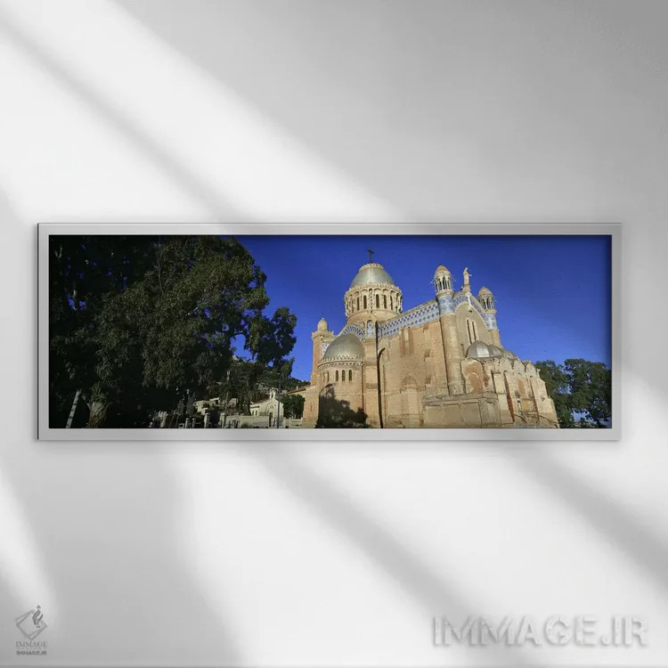 تابلو دکوراتیو Notre Dame D'Afrique, Algiers, Algeria,نمای زاویه پایین… اثر پانورامیک ایمجز - نمای قابدار سفید