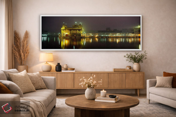 تابلو دکوراتیو Golden Temple, Amritsar, Punjab, India,معبد روشن در شب… اثر پانورامیک ایمجز - D4W