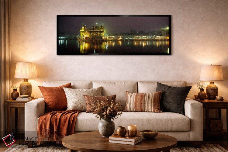 تابلو دکوراتیو Golden Temple, Amritsar, Punjab, India,معبد روشن در شب… اثر پانورامیک ایمجز - D6B