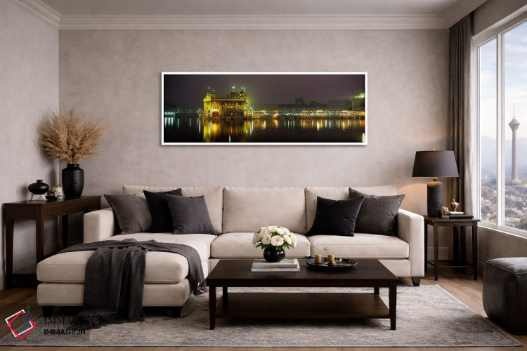 تابلو دکوراتیو Golden Temple, Amritsar, Punjab, India,معبد روشن در شب… اثر پانورامیک ایمجز - D5W