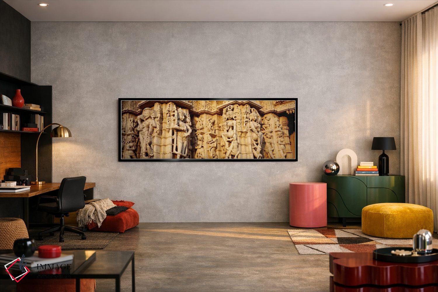 تابلو دکوراتیو Jain Temple, Ranakpur, Rajasthan, India,مجسمه های حجاری… اثر پانورامیک ایمجز - D6B