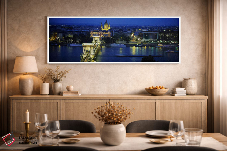 تابلو دکوراتیو Chain Bridge, Danube River, Budapest, Hungary,نمای بالا… اثر پانورامیک ایمجز - D2W