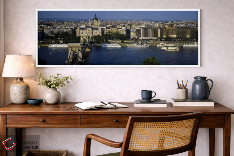 تابلو دکوراتیو Chain Bridge, Danube River, Budapest, Hungary,ساختمان ه… اثر پانورامیک ایمجز - D1W