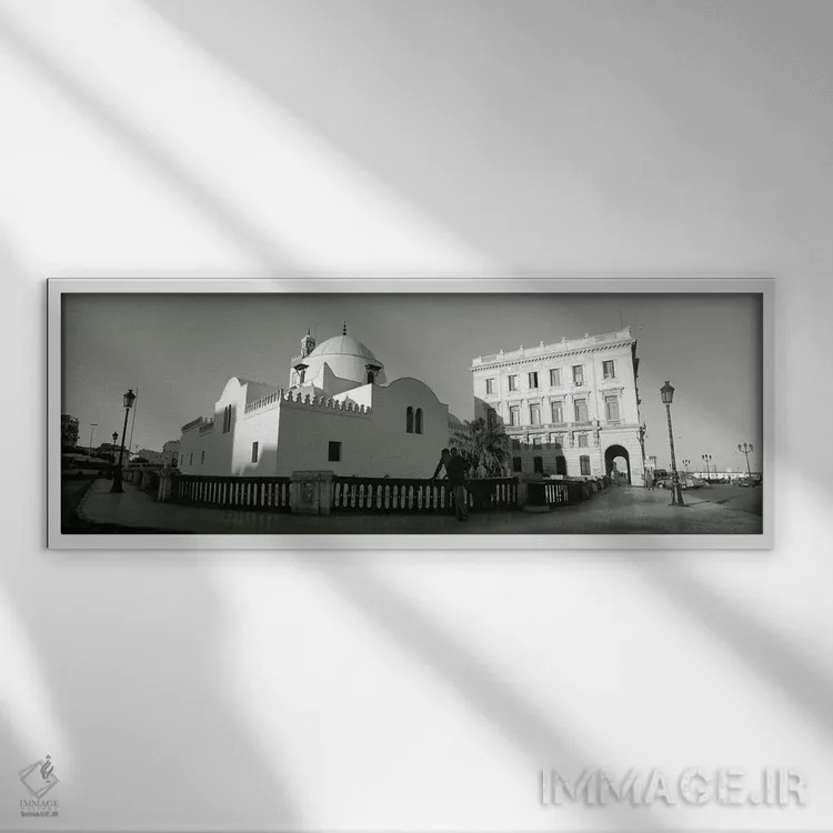 تابلو دکوراتیو Jamaa-El-Jedid, Algiers, Algeria,نمای زاویه پایین از مس… اثر پانورامیک ایمجز - نمای قابدار سفید