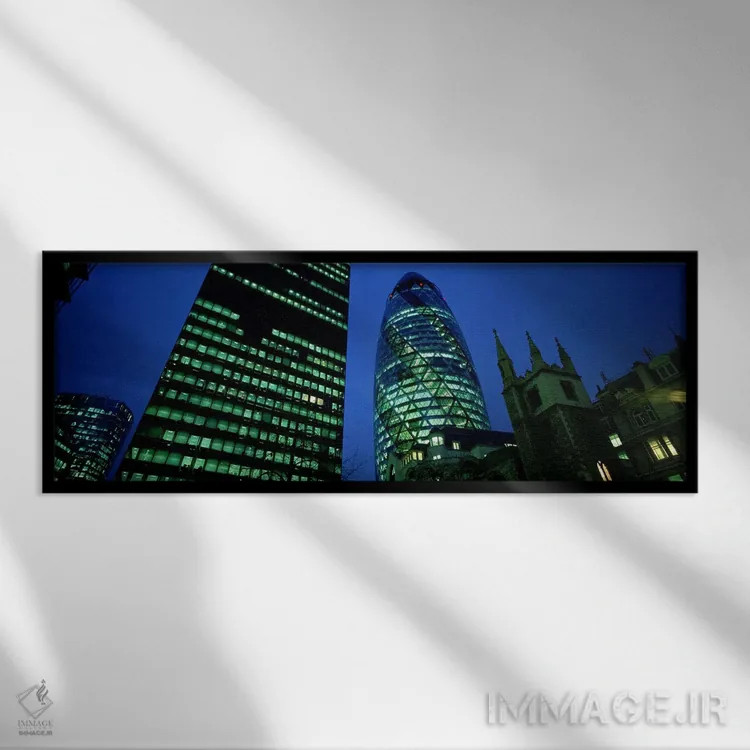 تابلو دکوراتیو London, England,نمای زاویه پایین از ساختمان ۳۰ سنت مری… اثر پانورامیک ایمجز - نمای قابدار مشکی