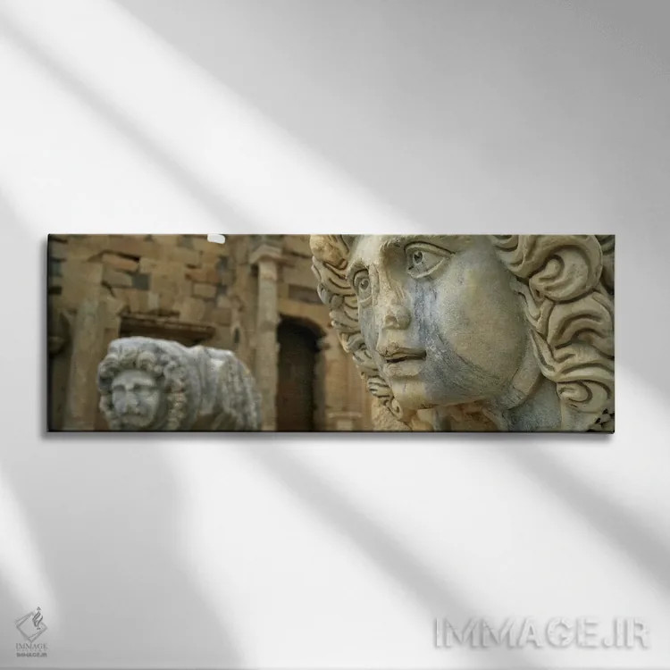 تابلو دکوراتیو Leptis Magna, Libya,نمای نزدیک از مجسمه ها در ساختمان م… اثر پانورامیک ایمجز - نمای روبهرو روی دیوار