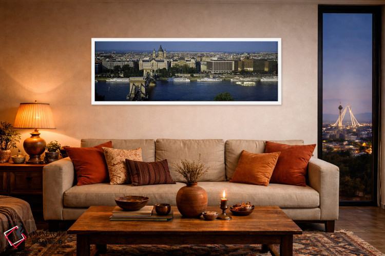 تابلو دکوراتیو Chain Bridge, Danube River, Budapest, Hungary,ساختمان ه… اثر پانورامیک ایمجز - D4W
