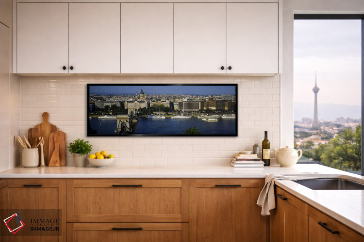 تابلو دکوراتیو Chain Bridge, Danube River, Budapest, Hungary,ساختمان ه… اثر پانورامیک ایمجز - D5B