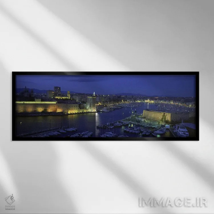 تابلو دکوراتیو Marseille, Provence-Alpes-Cote d'Azur, France,بندر قدیم… اثر پانورامیک ایمجز - نمای قابدار مشکی