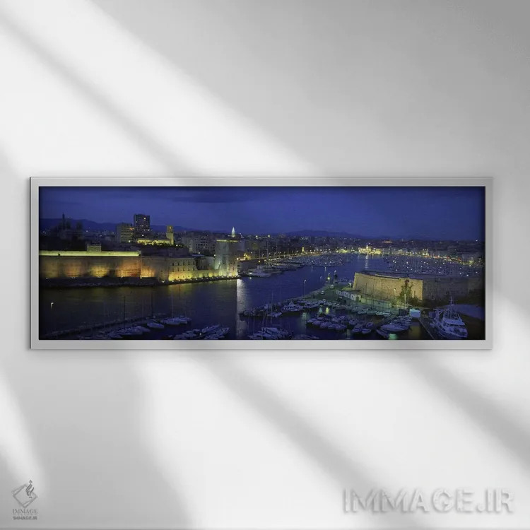 تابلو دکوراتیو Marseille, Provence-Alpes-Cote d'Azur, France,بندر قدیم… اثر پانورامیک ایمجز - نمای قابدار سفید