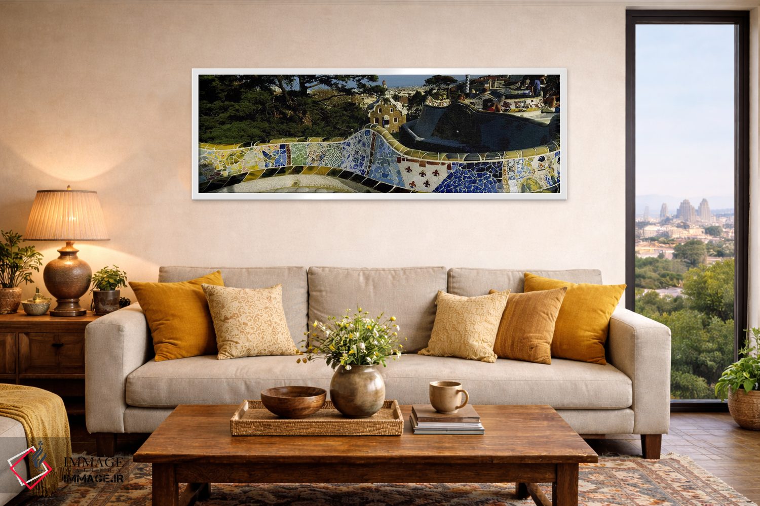 تابلو دکوراتیو Parc Guell, Barcelona, Catalonia, Spain,موزاییک آنتونی… اثر پانورامیک ایمجز - D4W