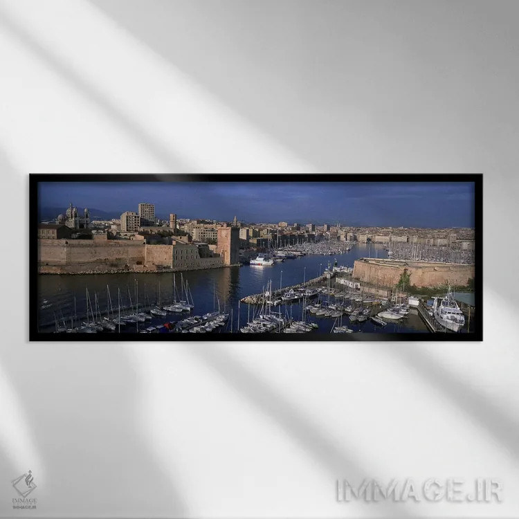 تابلو دکوراتیو Marseille, Provence-Alpes-Cote d'Azur, France,بندر قدیم… اثر پانورامیک ایمجز - نمای قابدار مشکی