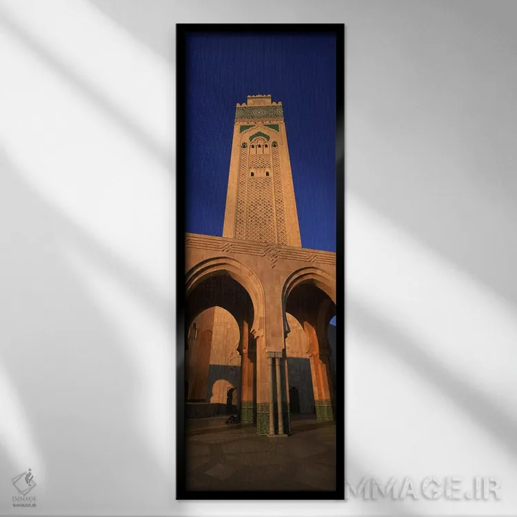 تابلو دکوراتیو Hassan II Mosque, Casablanca, Morocco,نمای پایین برج مس… اثر پانورامیک ایمجز - نمای قابدار مشکی