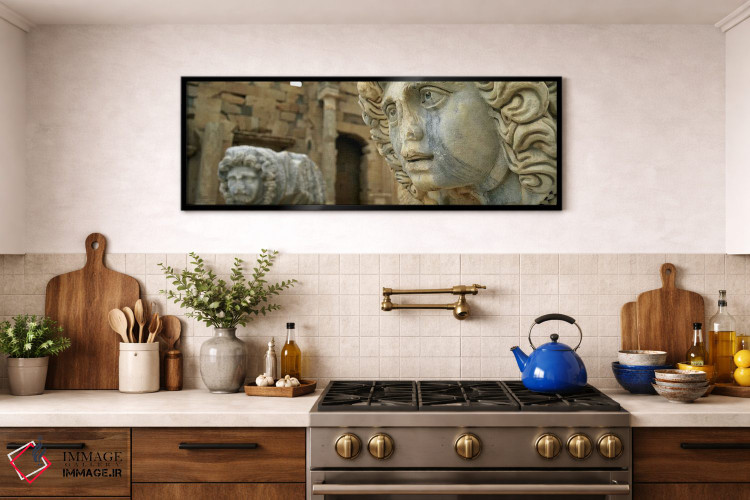 تابلو دکوراتیو Leptis Magna, Libya,نمای نزدیک از مجسمه ها در ساختمان م… اثر پانورامیک ایمجز - D2B