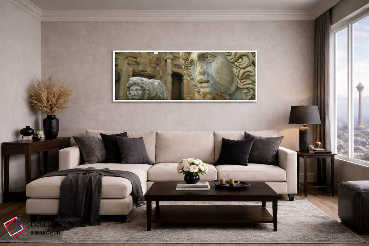 تابلو دکوراتیو Leptis Magna, Libya,نمای نزدیک از مجسمه ها در ساختمان م… اثر پانورامیک ایمجز - D4W