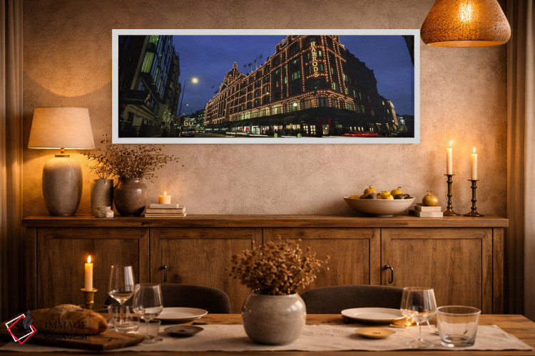 تابلو دکوراتیو Knightsbridge, London, England,فروشگاه هارودز در شب، نا… اثر پانورامیک ایمجز - D2W