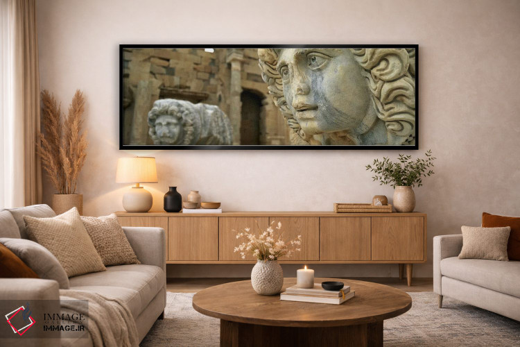 تابلو دکوراتیو Leptis Magna, Libya,نمای نزدیک از مجسمه ها در ساختمان م… اثر پانورامیک ایمجز - D5B