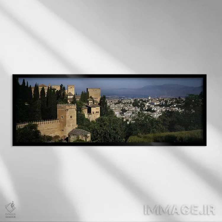 تابلو دکوراتیو Granada, Andalusia, Spain,نمای با زاویه بالا از محله ال… اثر پانورامیک ایمجز - نمای قابدار مشکی
