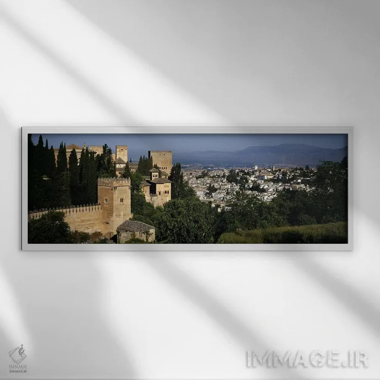 تابلو دکوراتیو Granada, Andalusia, Spain,نمای با زاویه بالا از محله ال… اثر پانورامیک ایمجز - نمای قابدار سفید