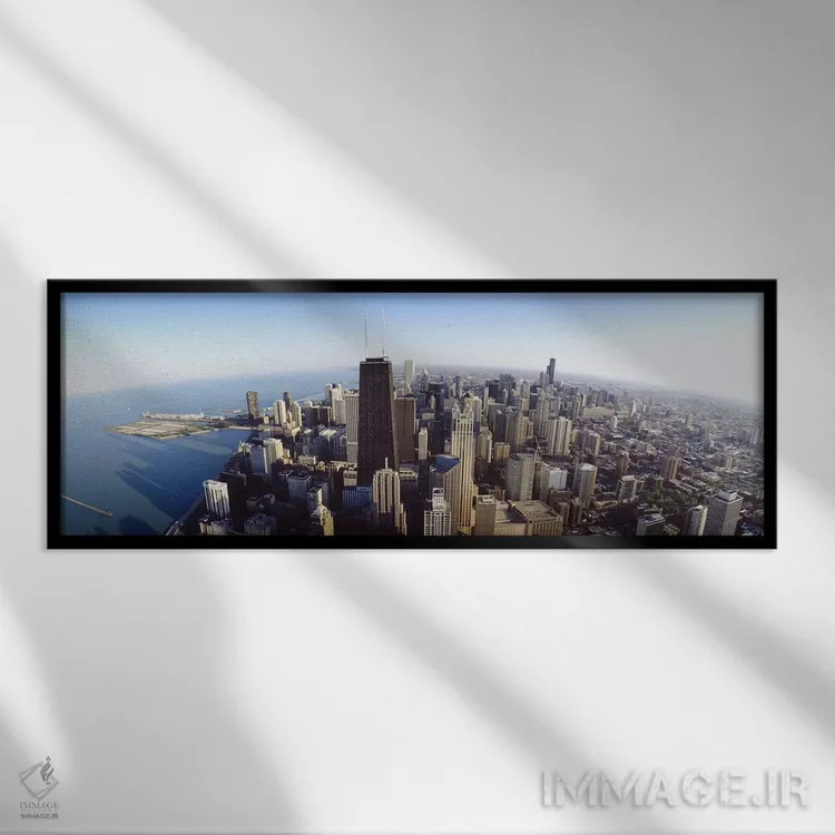 تابلو دکوراتیو Chicago, Illinois, USA #2,نمای هوایی از شهر، شیکاگو، ای… اثر پانورامیک ایمجز - نمای قابدار مشکی