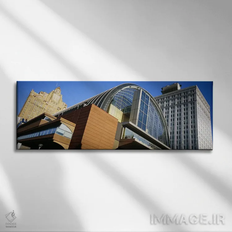 تابلو دکوراتیو Philadelphia, Pennsylvania, USA,نمای پایین ساختمان ها د… اثر پانورامیک ایمجز - نمای روبهرو روی دیوار