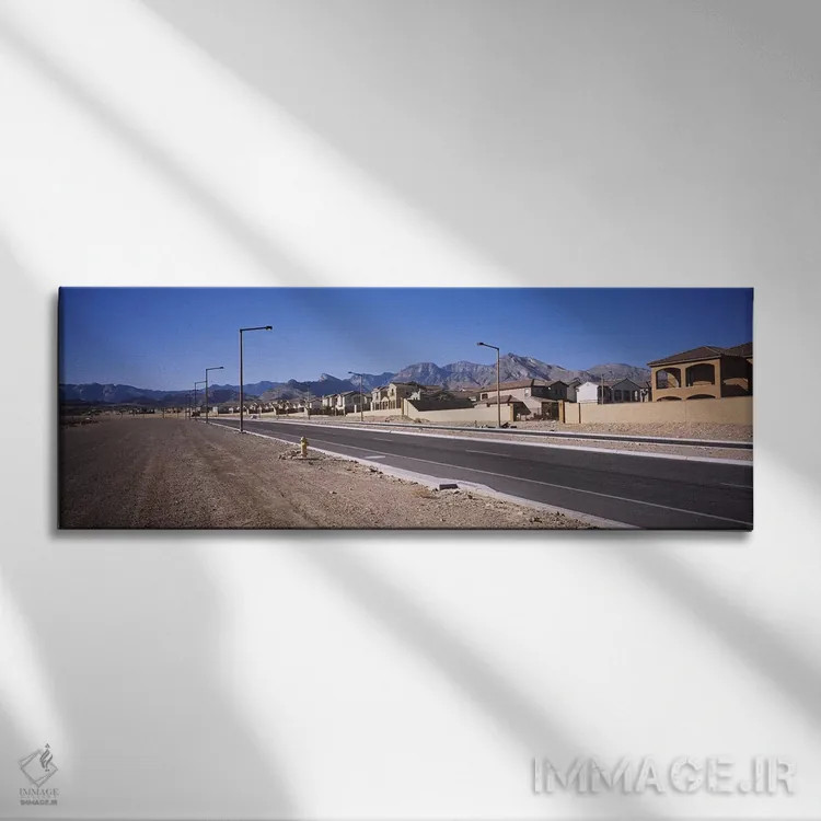 تابلو دکوراتیو Las Vegas, Nevada, USA,خانه های ردیفی در امتداد جاده، ل… اثر پانورامیک ایمجز - نمای روبهرو روی دیوار