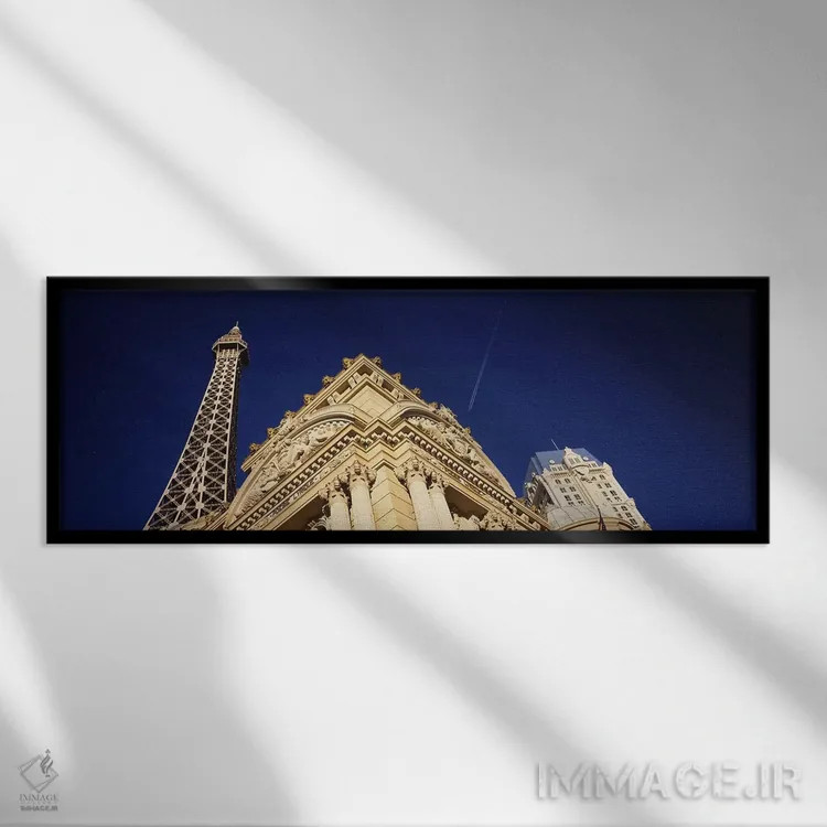 تابلو دکوراتیو Paris Hotel, Las Vegas, Nevada, USA,نمای پایین ساختمانی… اثر پانورامیک ایمجز - نمای قابدار مشکی