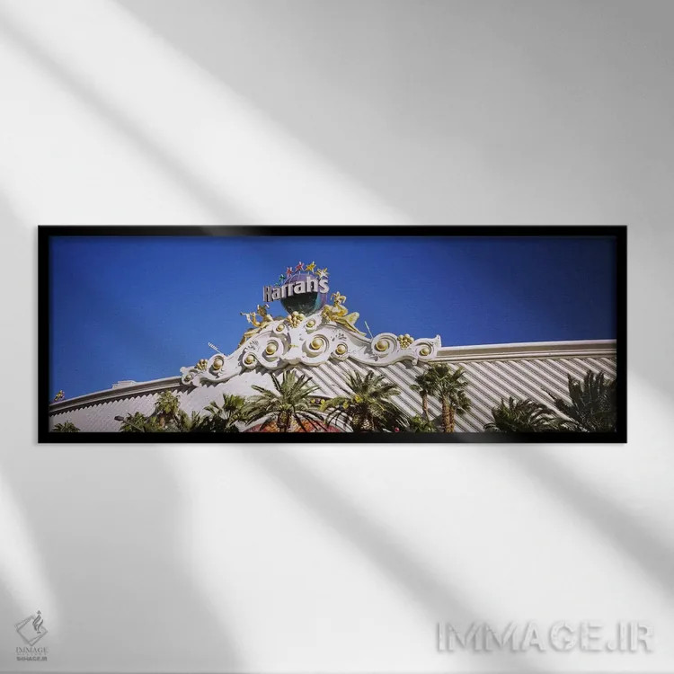 تابلو دکوراتیو Harrah's Hotel, Las Vegas, Nevada, USA,نمای پایین ساختم… اثر پانورامیک ایمجز - نمای قابدار مشکی