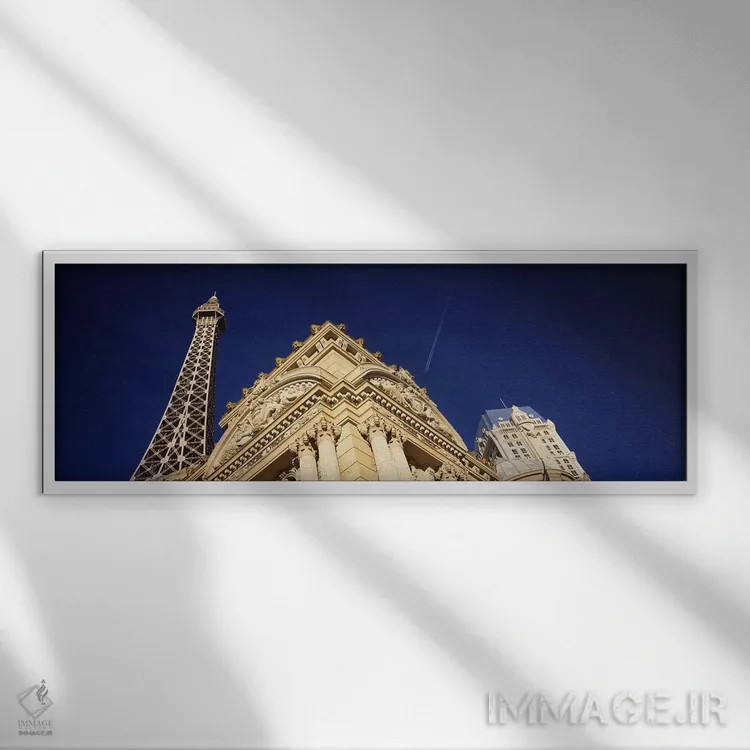 تابلو دکوراتیو Paris Hotel, Las Vegas, Nevada, USA,نمای پایین ساختمانی… اثر پانورامیک ایمجز - نمای قابدار سفید